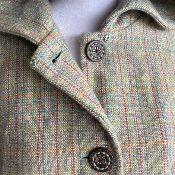 PAUL & JOE for TARGET TWEED, PLAID CAPE STYLE BUTTON FRONT PONCHO W HOOD, SZ S/M - Picture 12 of 17